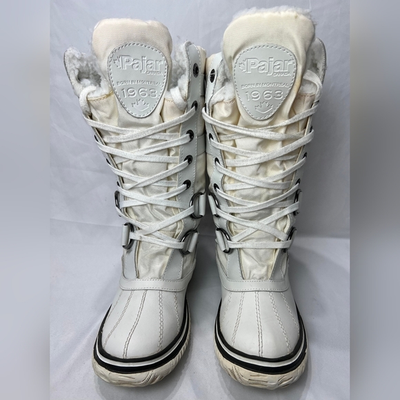 PAJAR Leather Waterproof Grip Women's Tall  Lace-Up Boots White Sz5-5 1/2 - Picture 3 of 7
